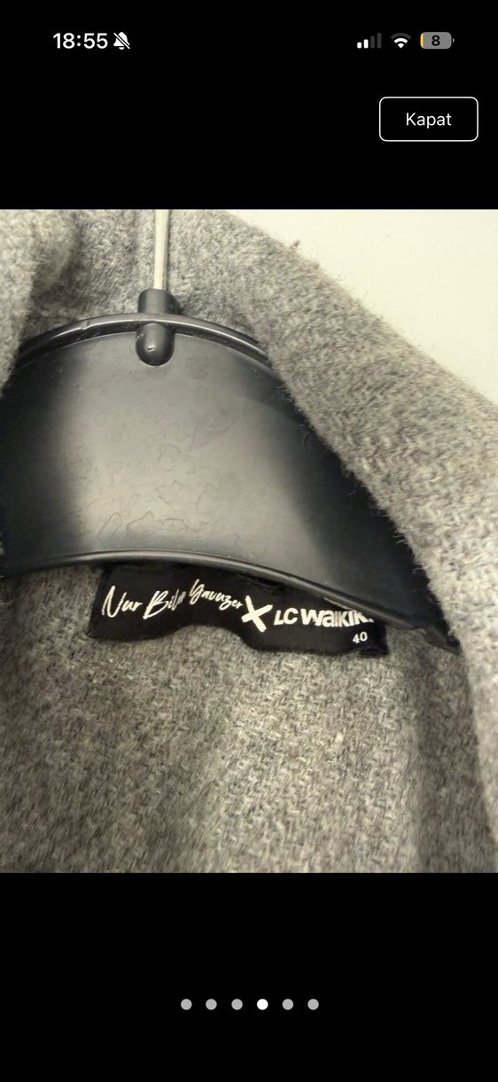 Gri Çift Düğmeli Kaban zara - Görsel 4