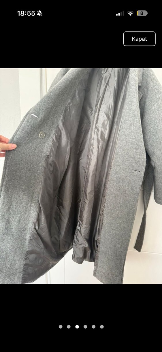 Gri Çift Düğmeli Kaban zara - Görsel 3