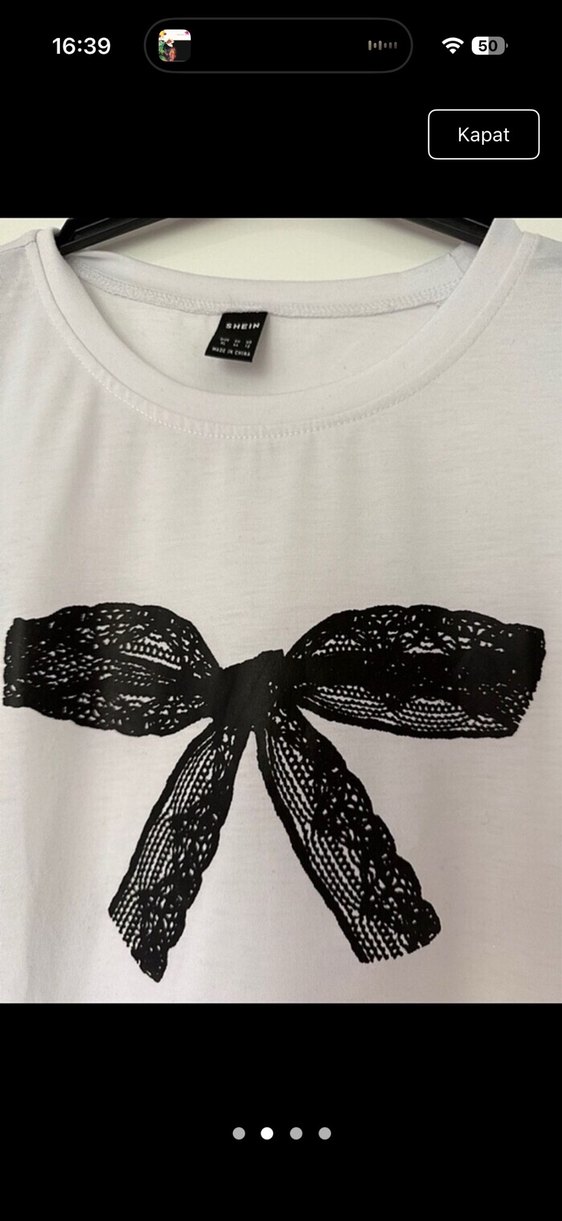 Kadın Beyaz Pamuklu Baskılı Tişört - Görsel 2