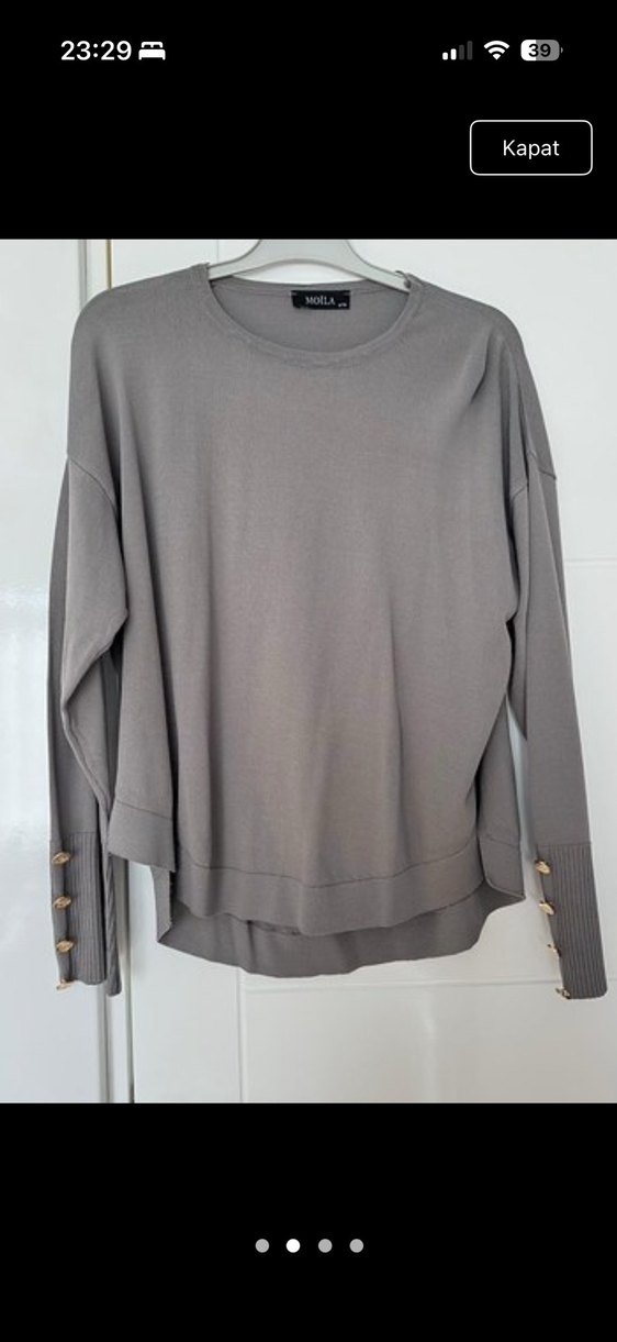 Gri Düğmeli Kadın Uzun Kollu Kazak - Görsel 2