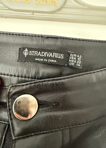 Siyah Deri Stradivarius  Kadın Pantolon - Görsel 4