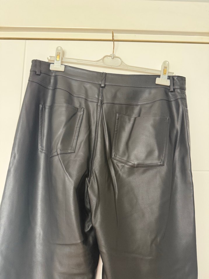 Siyah Deri Stradivarius  Kadın Pantolon - Görsel 5