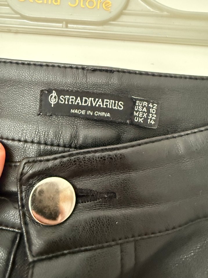 Siyah Deri Stradivarius  Kadın Pantolon - Görsel 4