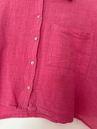 xl Beden Pull and bear pembe keten gomlek