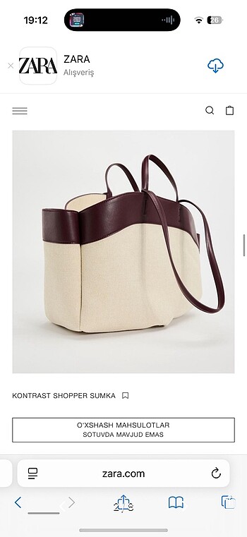 Zara zara kontrast tote bag