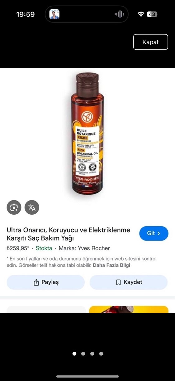 Ultra Onarıcı Saç Bakım Yağı Yves rocher - Görsel 2