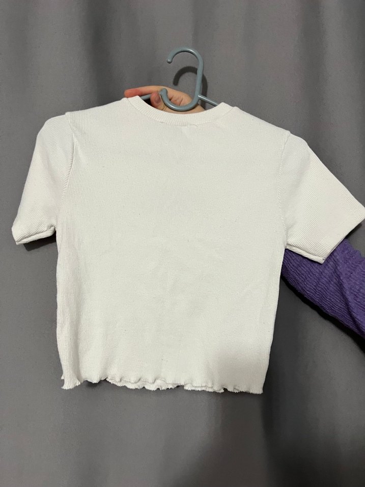 Beyaz Kısa Kollu Baskılı Tişört - Görsel 2