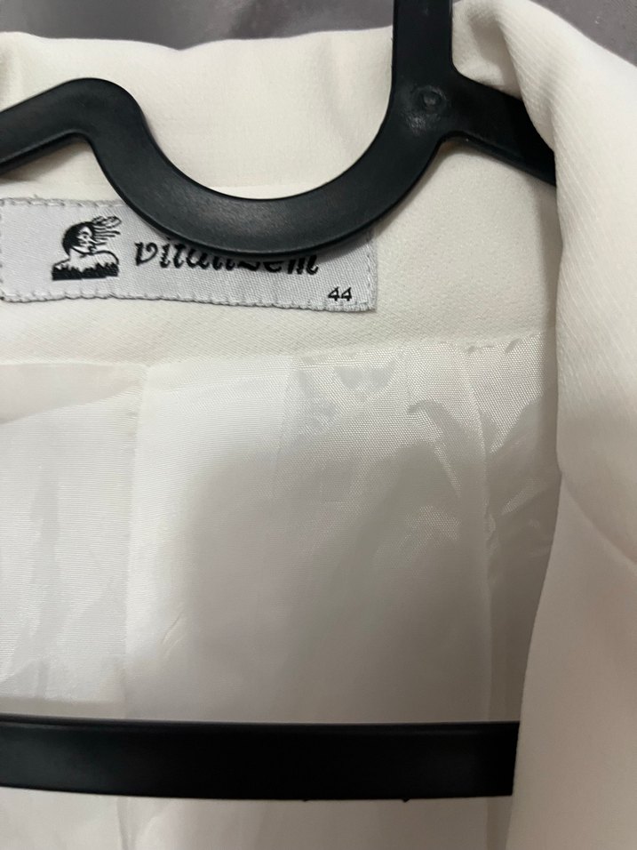 Düğmeli Beyaz Kadın Blazer Ceket - Görsel 2