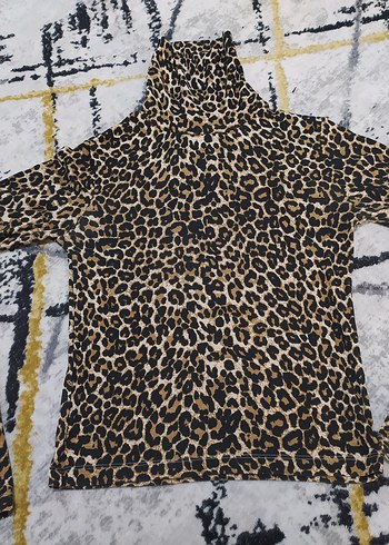 38 Beden Kahverengi Leopar Desenli bluz