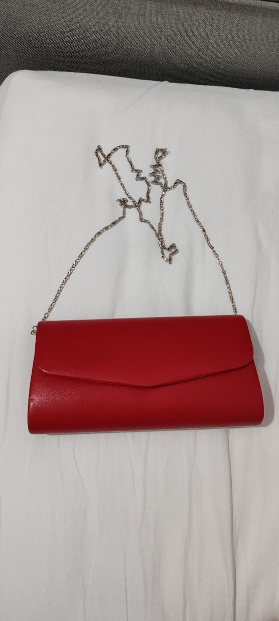 Kırmızı Deri Kadın Clutch Çanta - Görsel 2