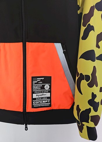 Kapüşonlu, Fermuarlı, Baskılı Ceket - Görsel 2