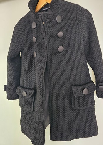 Düğmeli Triko Kiz Cocuk Kaban - Görsel 6