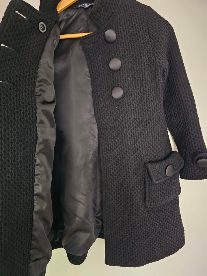 Düğmeli Triko Kiz Cocuk Kaban - Görsel 5