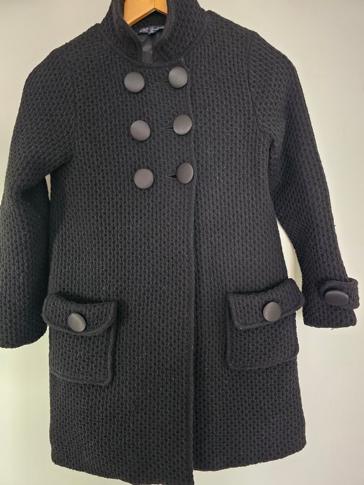 Düğmeli Triko Kiz Cocuk Kaban - Görsel 2