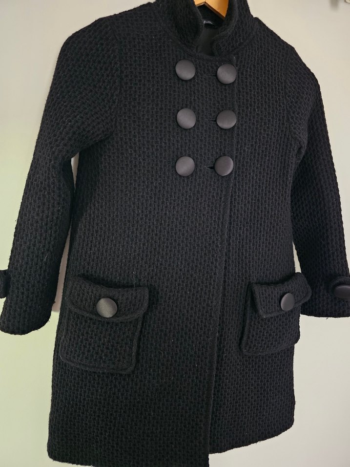 Düğmeli Triko Kiz Cocuk Kaban - Görsel 3