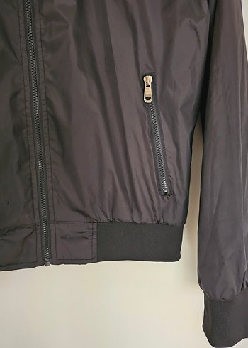 Fermuarlı Siyah Kadın Bomber Ceket - Görsel 4