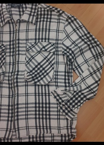 Gri Kareli Uzun Kollu Kadın Gömlek - Görsel 3