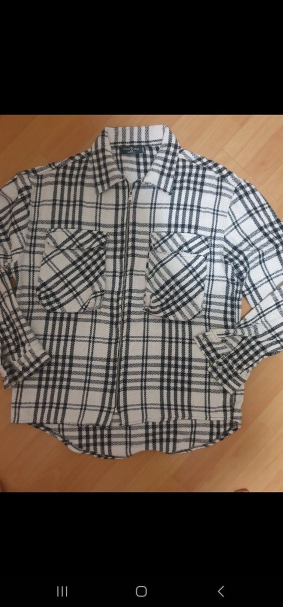 Gri Kareli Uzun Kollu Kadın Gömlek - Görsel 2