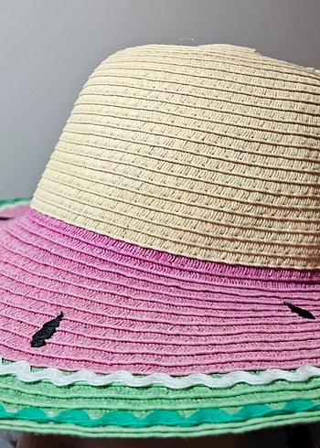 Karpuz Desenli Kız Çocuk Hasır Sapka - Görsel 2