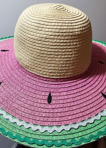 Karpuz Desenli Kız Çocuk Hasır Sapka - Görsel 3