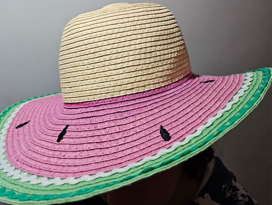 Karpuz Desenli Kız Çocuk Hasır Sapka - Görsel 4