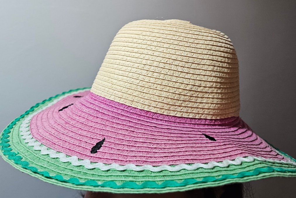 Karpuz Desenli Kız Çocuk Hasır Sapka - Görsel 2