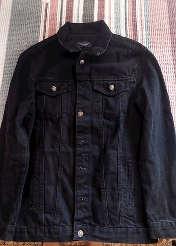 Düğmeli Siyah Uzun Kadın Denim Ceket