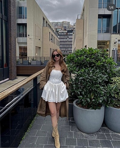 xs Beden beyaz Renk Zara korse detaylı elbise