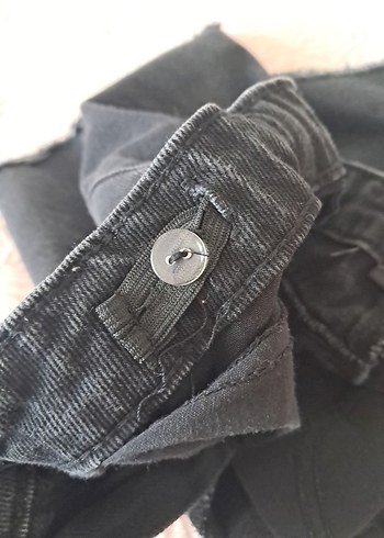 11-12 Yaş Beden siyah Renk Düğmeli Siyah Denim Şort