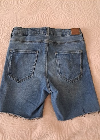 11-12 Yaş Beden mavi Renk Mavi Mini Denim Şort