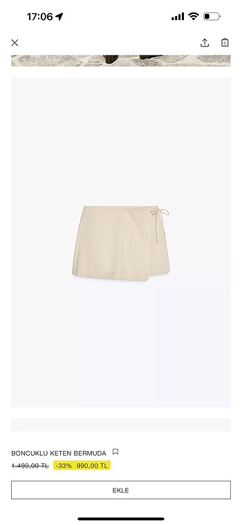 zara keren şort etek