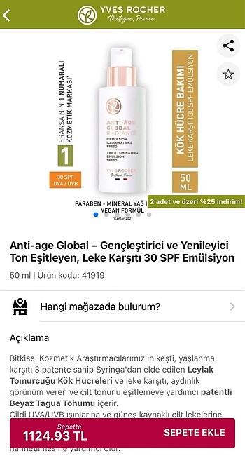 Anti-age global emülsiyon