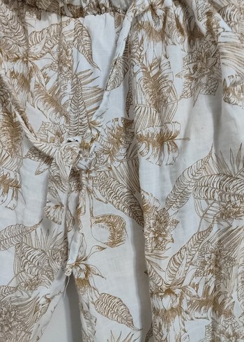 Zara Bej Kadın Salaş Desenli Pantolon