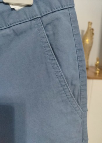 38 Beden Erkek Mavi Denim Kemerli Mini Şort