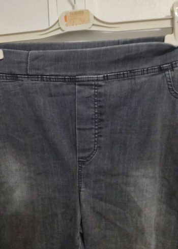 48 Beden Gri Kemerli Casual Kadın Denim Pantolon
