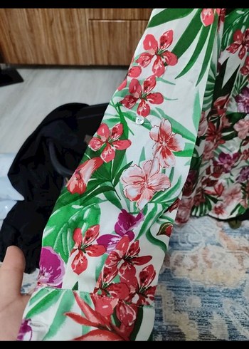s Beden çeşitli Renk Çiçek Desenli Uzun Kollu Bohem Kadın Gömlek