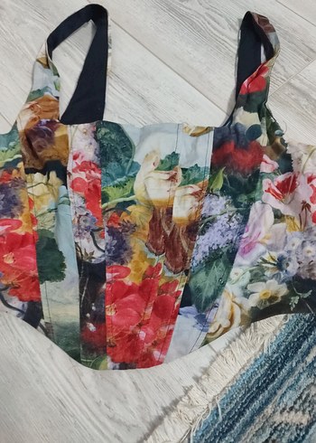 Kadın Çok Renkli Bağlama Desenli Mini Büstiyer - Görsel 7