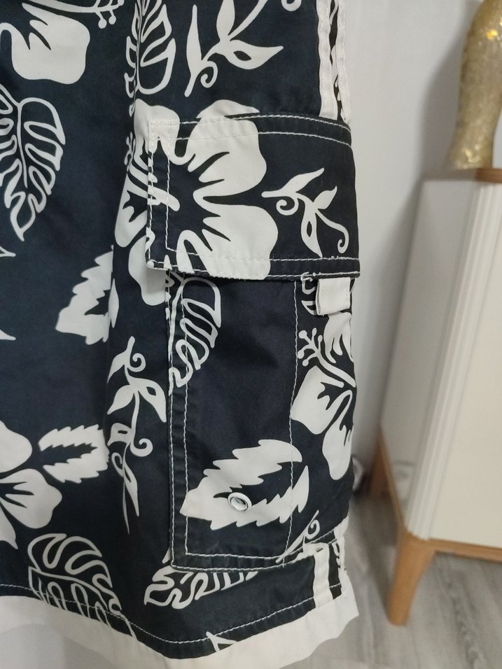 Desenli Kemerli Erkek Şort deniz - Görsel 2