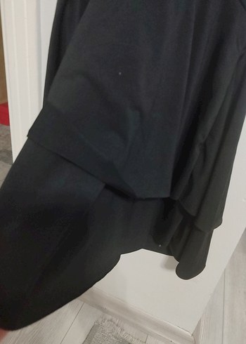 l Beden Siyah Mini V Yakalı Fırfırlı Gotik Elbise