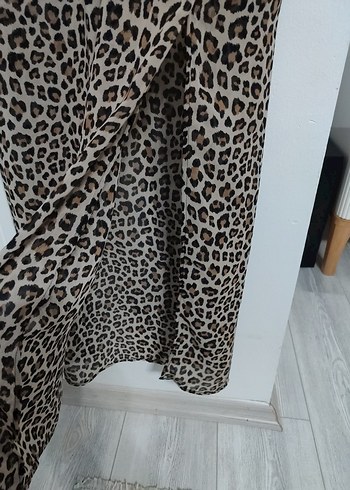 H&M Leopar Desenli Pilili Uzun Etek