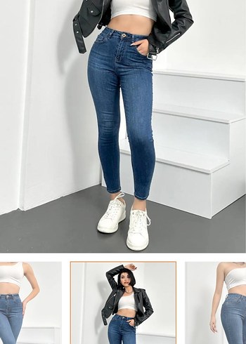 Diğer Dar Kesim Midi Boy Denim Kadın Jean