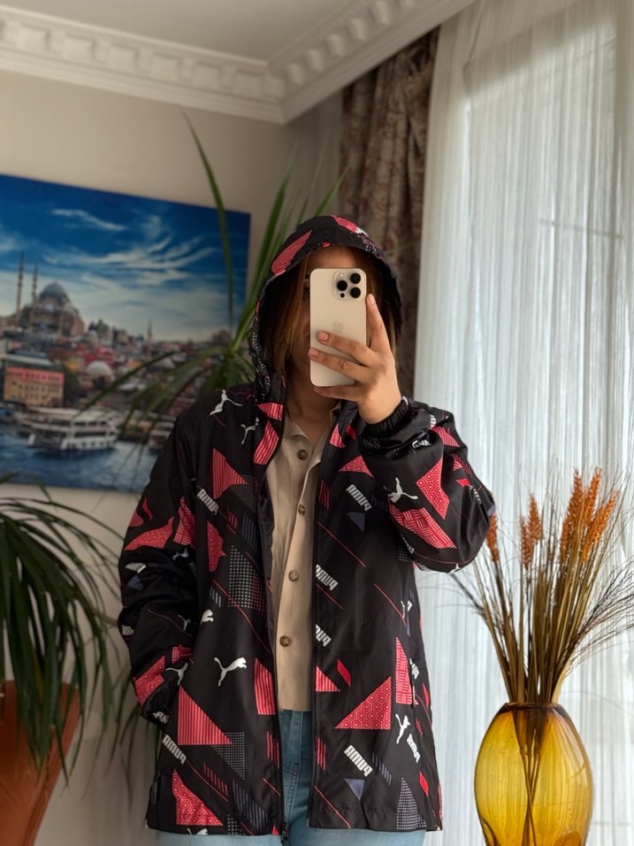 Kadın Siyah Renkli Streetwear Ceket Yağmurluk - Görsel 4