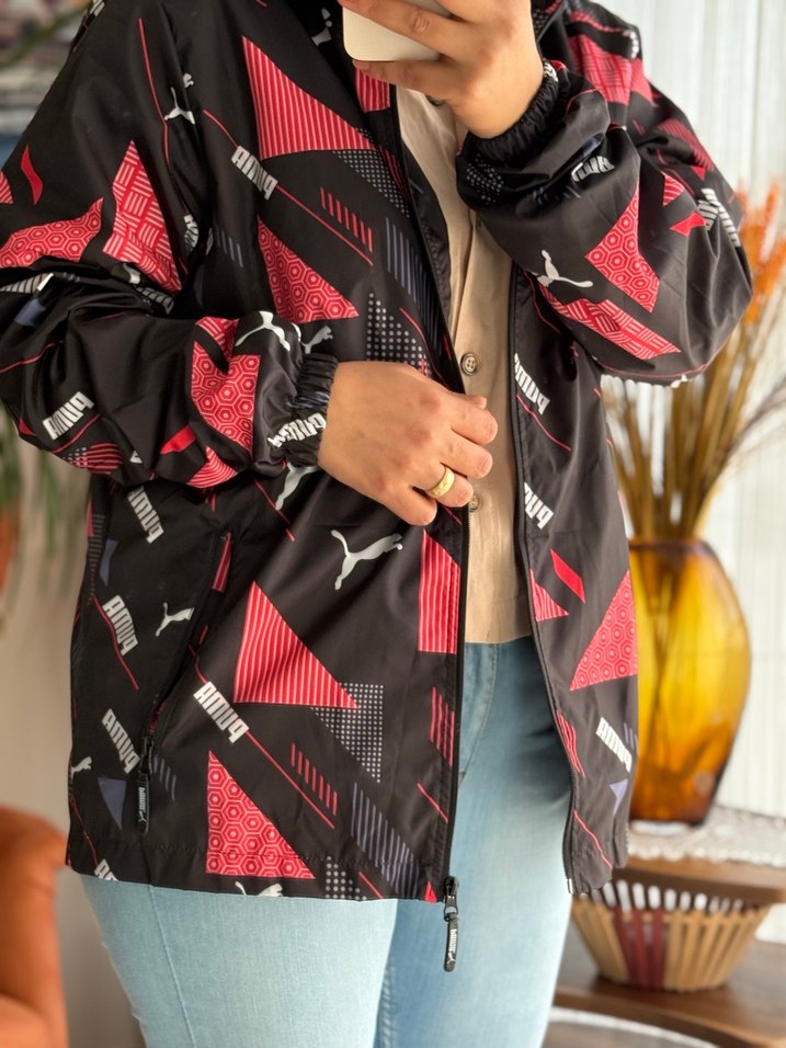 Kadın Siyah Renkli Streetwear Ceket Yağmurluk - Görsel 3