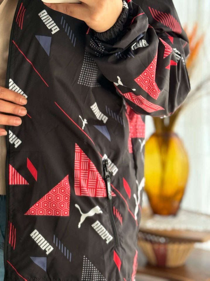 Kadın Siyah Desenli Fermuarlı Ceket - Görsel 5