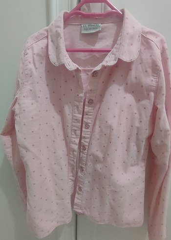 6 Yaş Beden Kız Çocuk Pembe Pamuklu Uzun Kollu Gömlek