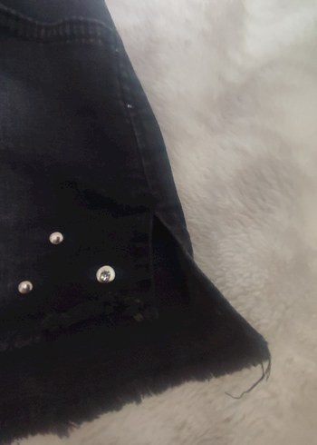 4 Yaş Beden siyah Renk Düğmeli Siyah Kız Denim Şort