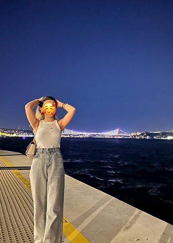 Gri Batik Desenli Salaş Kadın Boyfriend Pantolon - Görsel 2