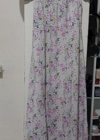 Pembe Straplez Midi Bohem Elbise - Görsel 2