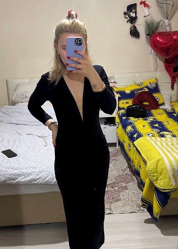 Siyah Kadın Uzun  Elbise - Görsel 2