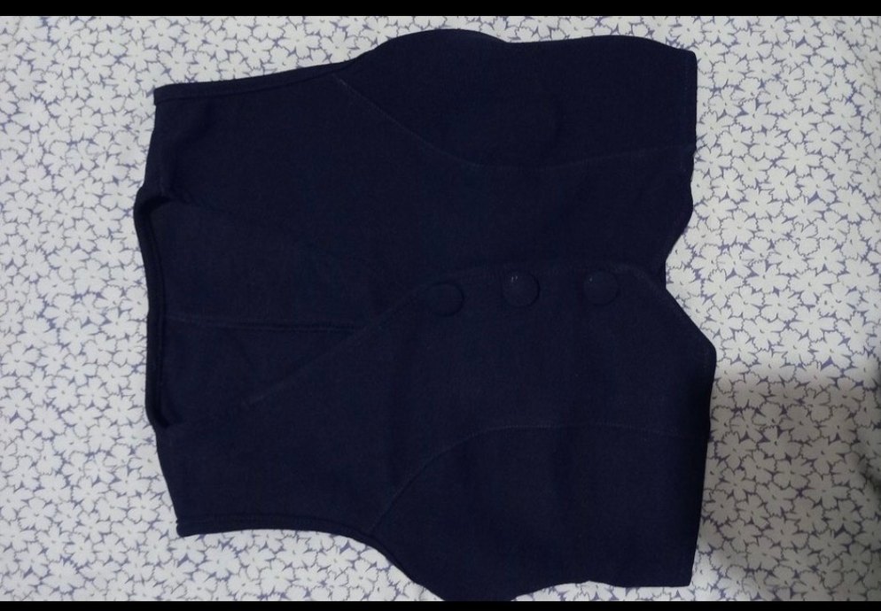 Siyah V Yakalı Denim Crop Takın - Görsel 2